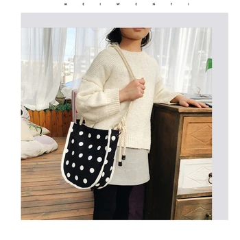 

2019 Simple Style School Bag children's Canvas Dot Crossbody Shoulder Bag Best Selling