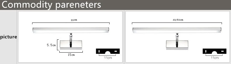 39 см 49 см тщеславие огни Алюминиевый ванная комната 100-240 В Настенные светильники Led свет зеркала водонепроницаемый спальня настенный светильник RML0001