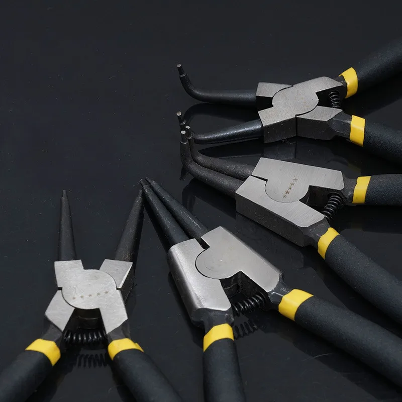 

4PCS 6" Circlip Pliers Set Internal External Curved Straight Tip Snap Ring Pliers Multifunctional Hand Tools