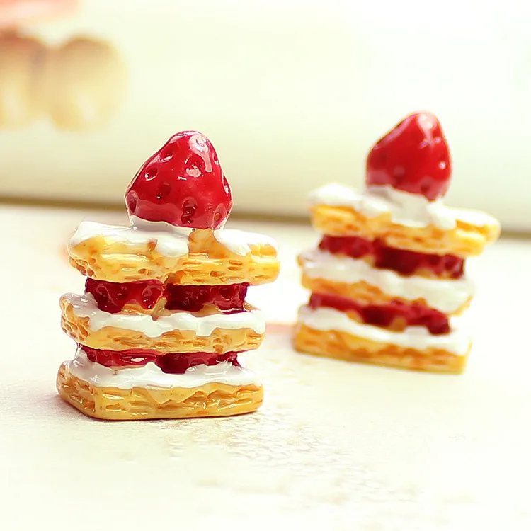 100 шт./лот Kawaii смоляный искусственный клубничный торт Mille-feuille для скрапбукинга