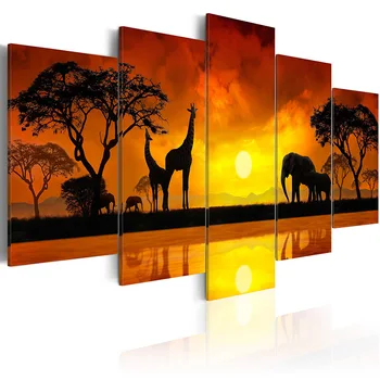 

5 pieces/set Wild animal series Picture Print Painting On Canvas Wall Art Home Decor Living Room Canvas Art PJMT-B (216)