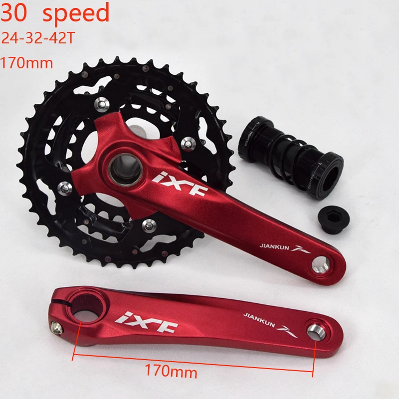 

Aluminum Alloy 24-32-42T MTB Bicycle Crank BCD Crankset 30 speed Bike Chainwheel Crank set with BB for bicycle crank