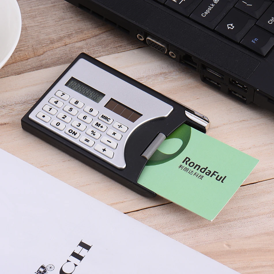 

New Mini Calculator Calculadora Hesap Makinesi Small & Portable Office Card reken machine Card Box Clip Solar Energy Calculator