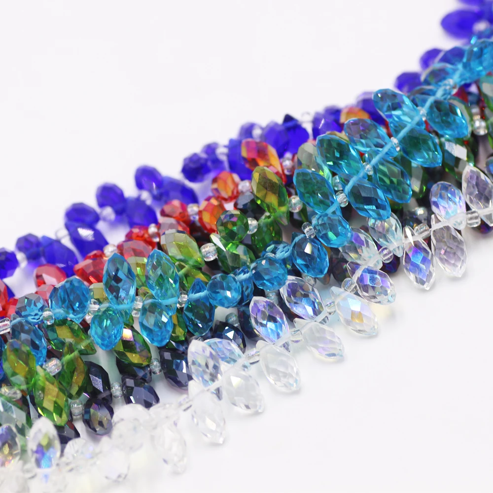 

ZHUBI 6*12mm 95pcs Glass Drop Beads Crystal With Plated & AB Color For Cafts Material Jewelry Accessories Making Charm Bracelets