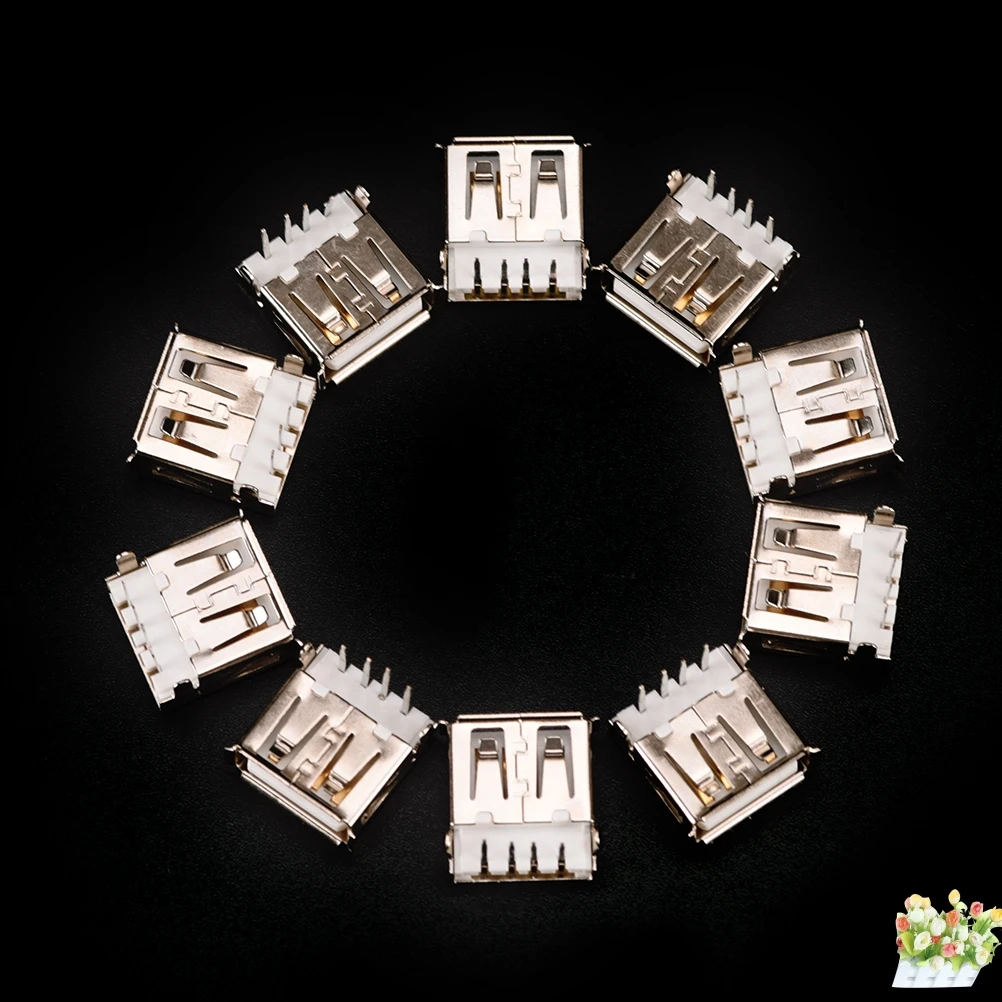 

10 Pcs A 4-Pin DIP Right Angle Plug Jack Connector USB Female Type