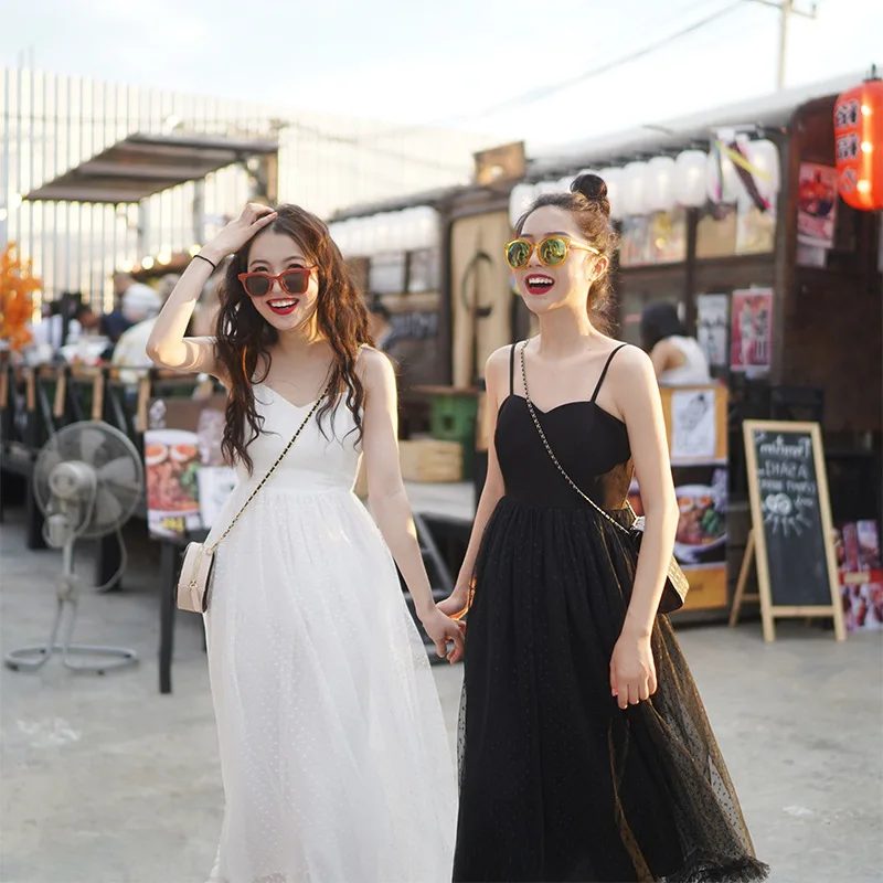 

bud silk condole belt dress female new spring and summer 2019 girlfriends chic gentle fairy dress wave point