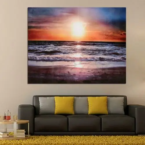 Настенная живопись холст океан пляж Закат Paiting морская картина домашний декор