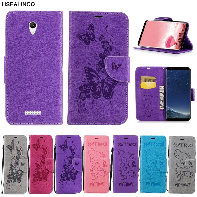 

Wallet Case For Highscreen Power Five Pro PU Leather Magnetic Embossing Card Slots and Stand Holder Cover with Lanyard