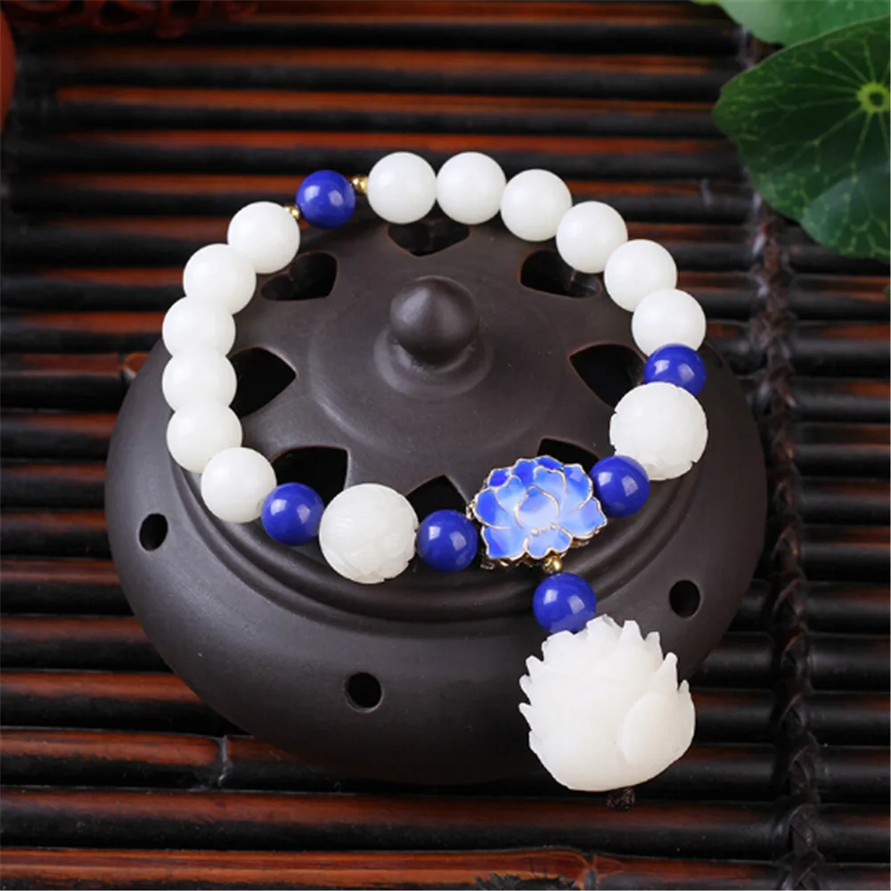 Новый модный браслет из натурального белого корня Бодхи один круг DIY Mala Beads