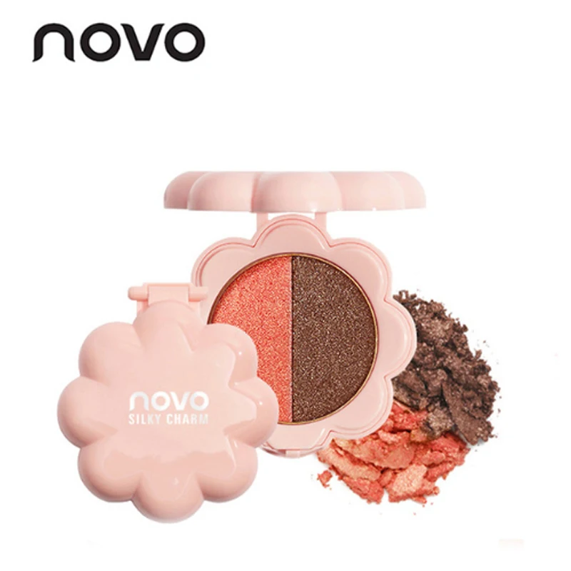 

NOVO Brand Macaroon Shell flowers 2 Colors Shining Matte Eyeshadow Palette Set Makeup Eye Shadow Powder makeup Lasting