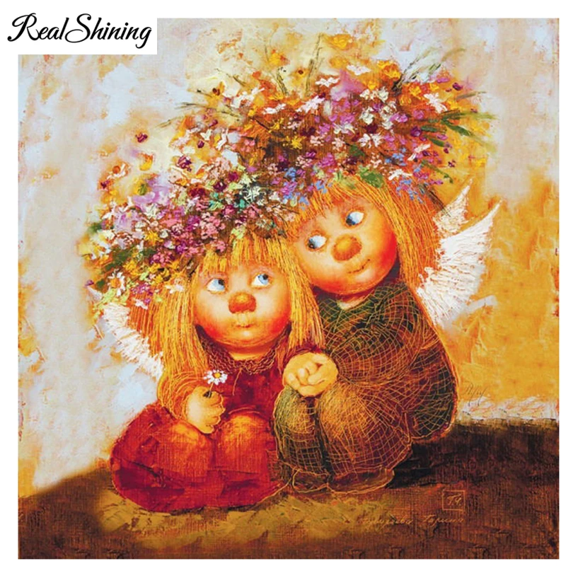 

REALSHINING Flower Angel 5D DIY Diamond Embroidery Diamond Painting Cross Stitch full Square Rhinestone Mosaic Home Decor FS546