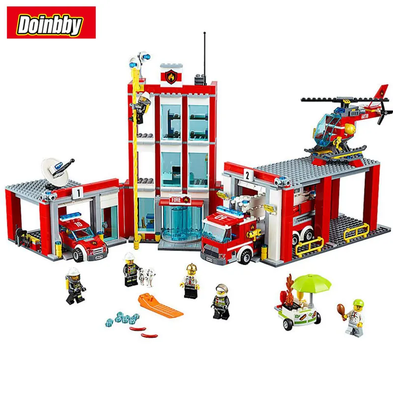 

Creative City Fire Station Model Building Block Bricks Toys Compatible Legoings City 60110