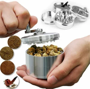 

Large Stainless Spice Tobacco Herb Weed Grinder-4 Layers Crusher 55MM Silver