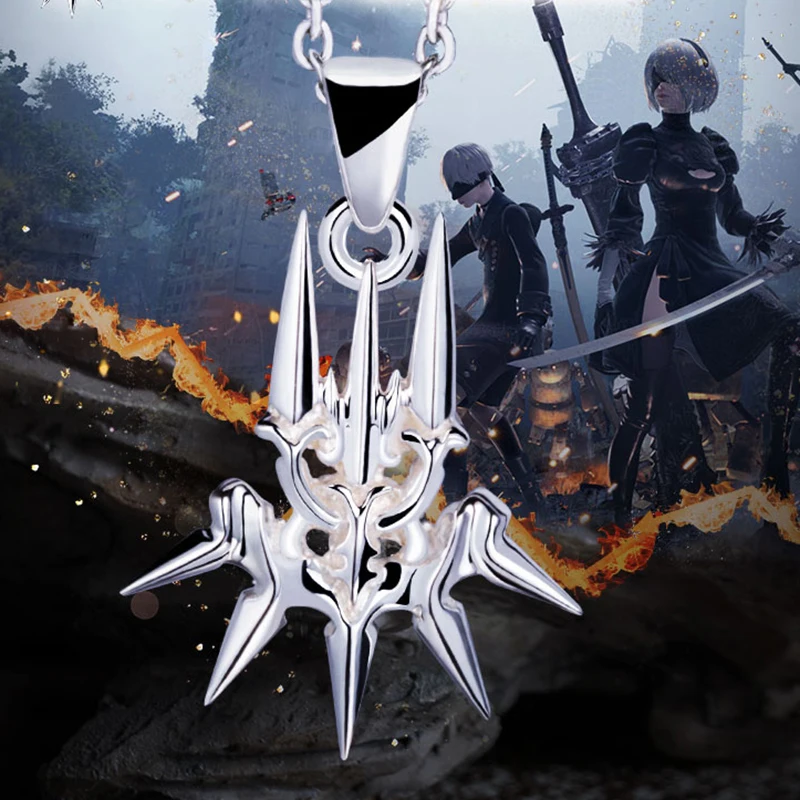 

Hot Jewelry Nier Automata 2B Cosplay Anime Jewelry 925 Silver Pedant Necklace for Women Girl Birthday Festival Gift Dropshiping