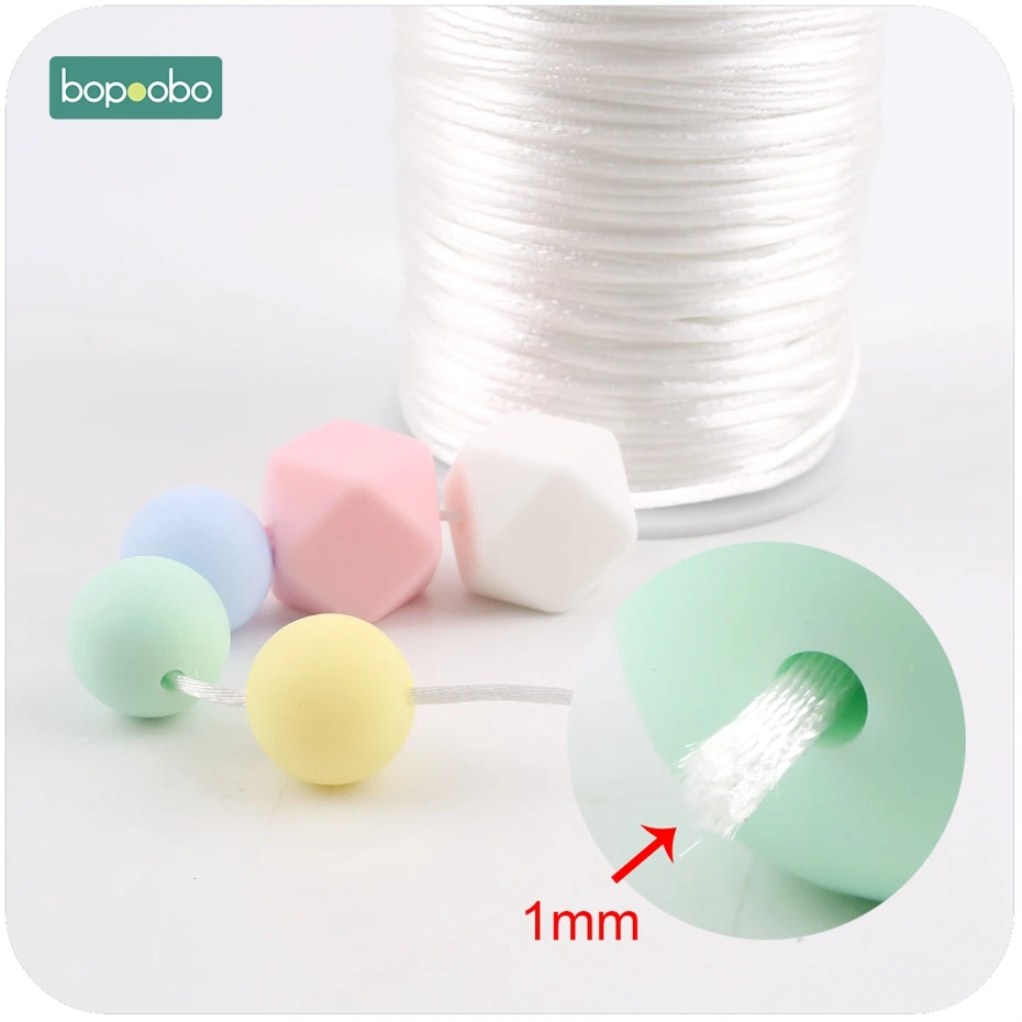 Bopoobo Colorful 1mm 80 Meters Satin Silk Rope Nylon Cord For Baby Teethers Accessories Teething Necklace Rattail Cord DIY Tool Baby Teething Items luxury