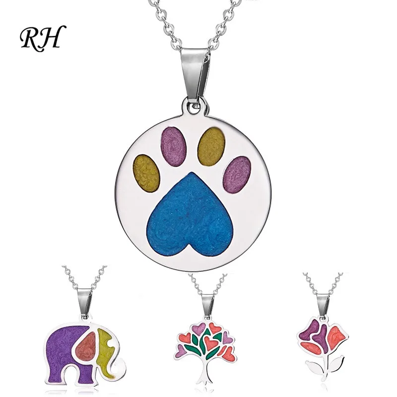 

Cat Dog Paw Necklace For Girls Children Kids Flower Tree Enamel Necklace Elephant Jewelry Women Animal Necklace Pendant Party