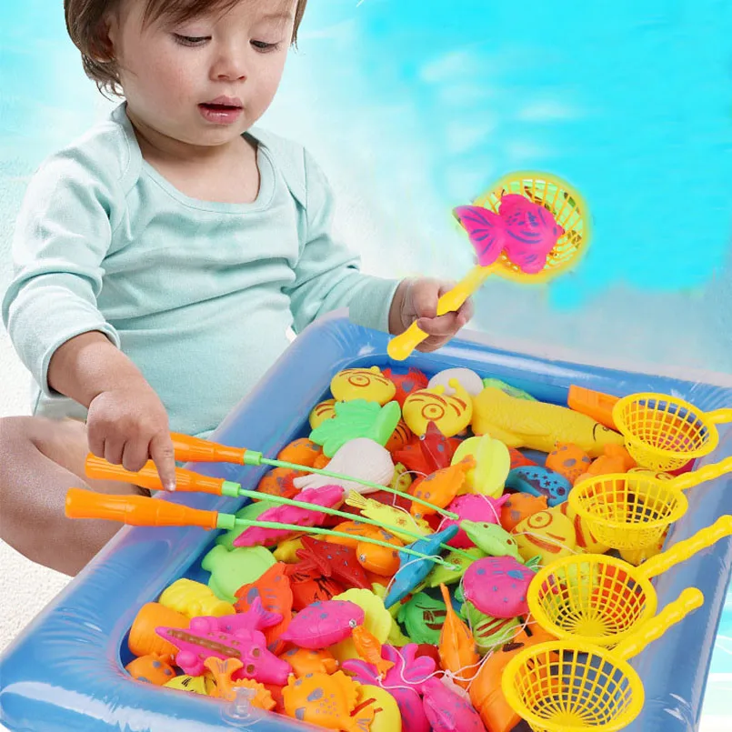 46 шт./компл. Магнитная игра рыбалка игрушки Rod Чистая набор для детей Интерактивная модель играть водой Обучающие забавные плавательные наружные игрушки подарки