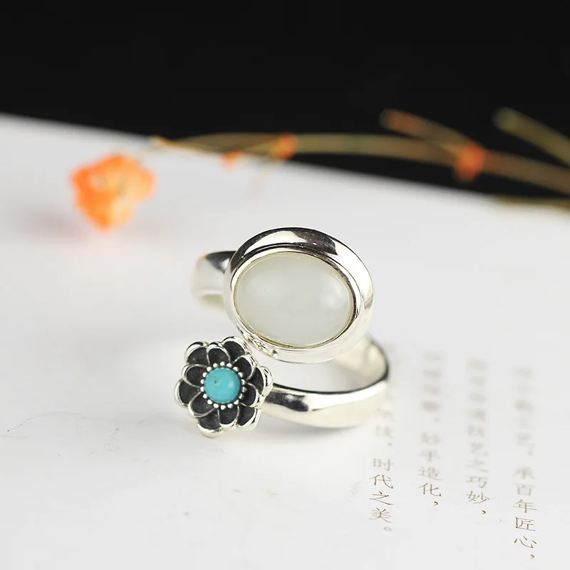 

Real Pure 925 Silver Sterling Ring For Womens Jewelry Natural Stone Jade Tiger Eyes Lapis Resizable Fine Jewelry Anillo Mujer