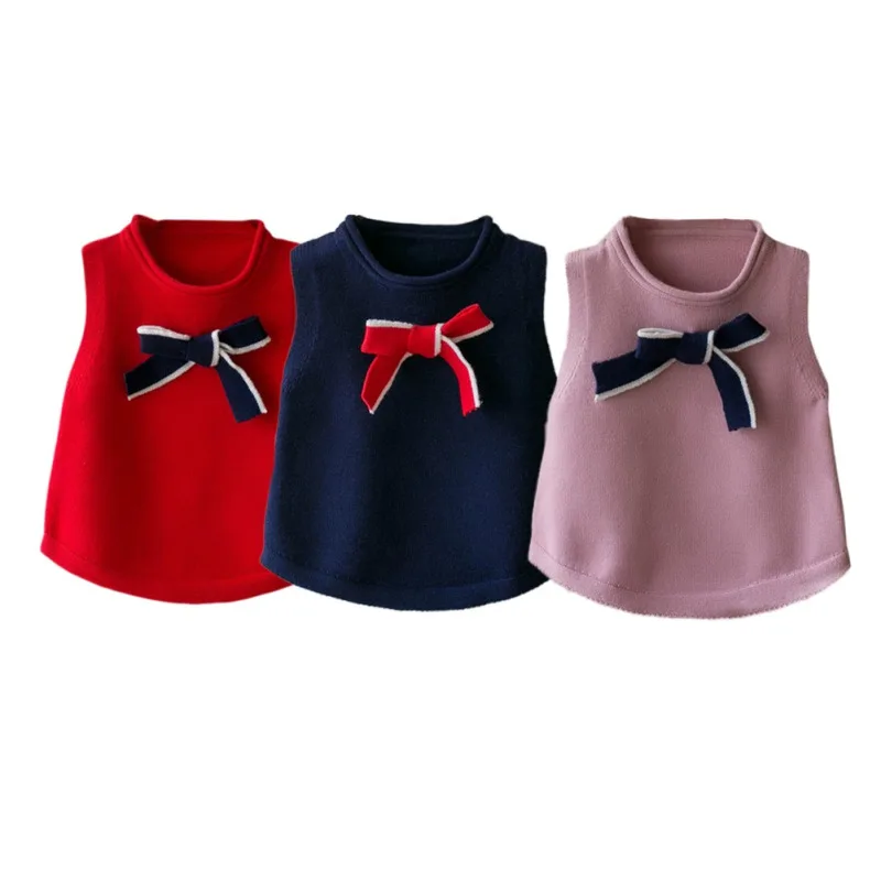 

Toddler Baby Girls Casual Sweaters Clothes Vest Sleeveless Winter Spring Cute School Style Vests Knitting Girls Vest Waistcoat