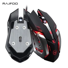 RAJFOO Gaming Mouse Ajustable 3200DPI 6 Buttons Optical Macro Programming USB Game Mouse Gamer 4 Color Breathing Variable Lights