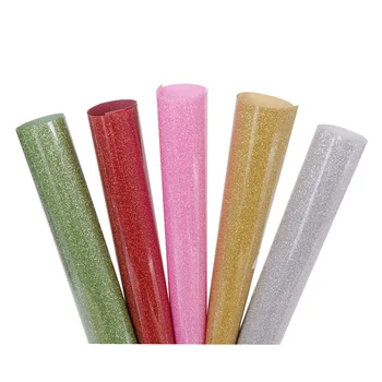 

HOHOFILM Glitter Heat Transfer Vinyl Heat Press Vinyl PU Material Iron on Vinyl 50cm*100cm 5 colors to choose Customize