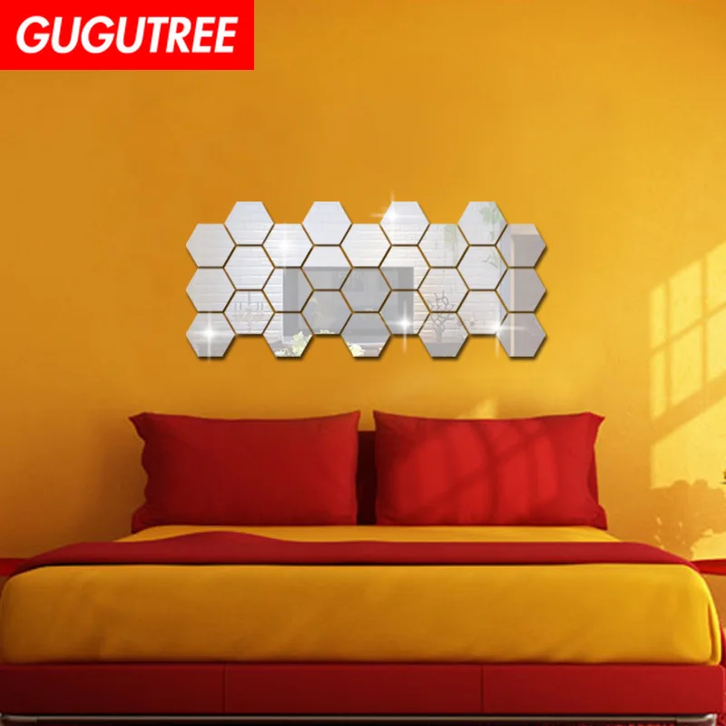 

Decorate Home 3D hexagon art wall mirror sticker decoration Decals mural painting Removable Decor Wallpaper LF-1104