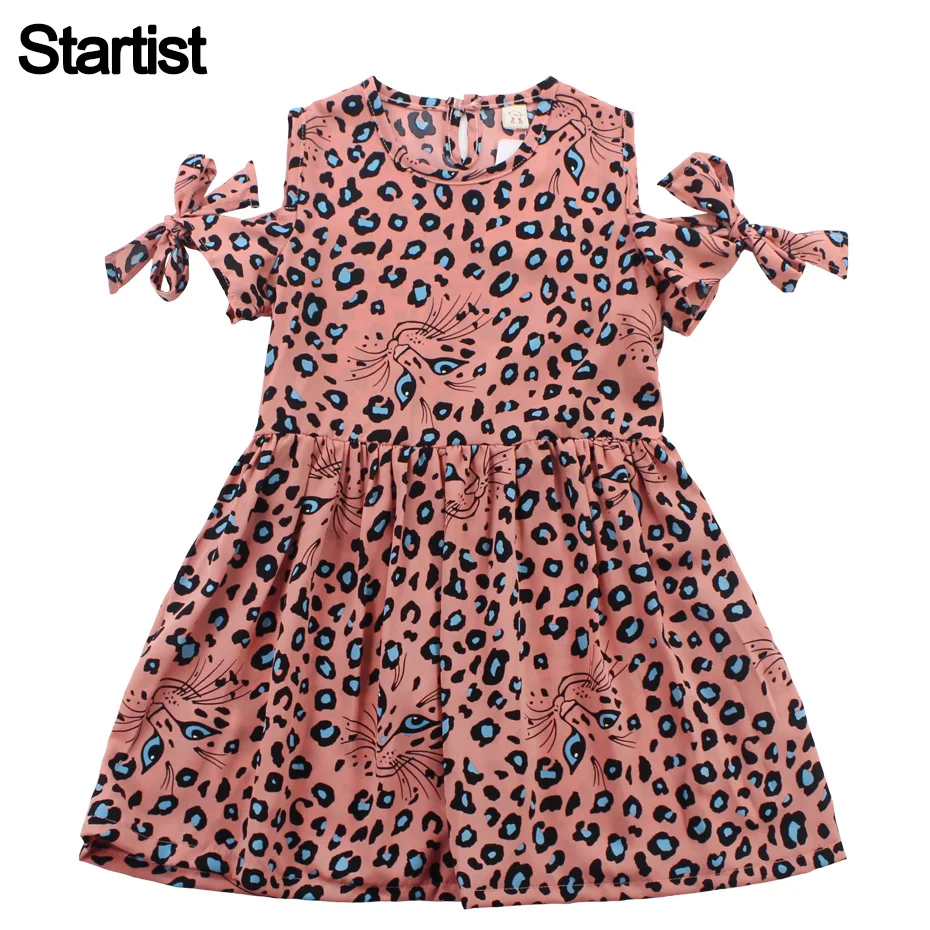 

Girls Dress Leopard Print Vestidos Children Off Shoulder Dress Girls Summer Teenage Girls Clothes 6 8 10 12 13 14 Year