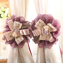 Европейский стиль кружева цветок ленты для штор ручной работы пасторальная штора декоративные высокое качество Tieback для штор s. D246