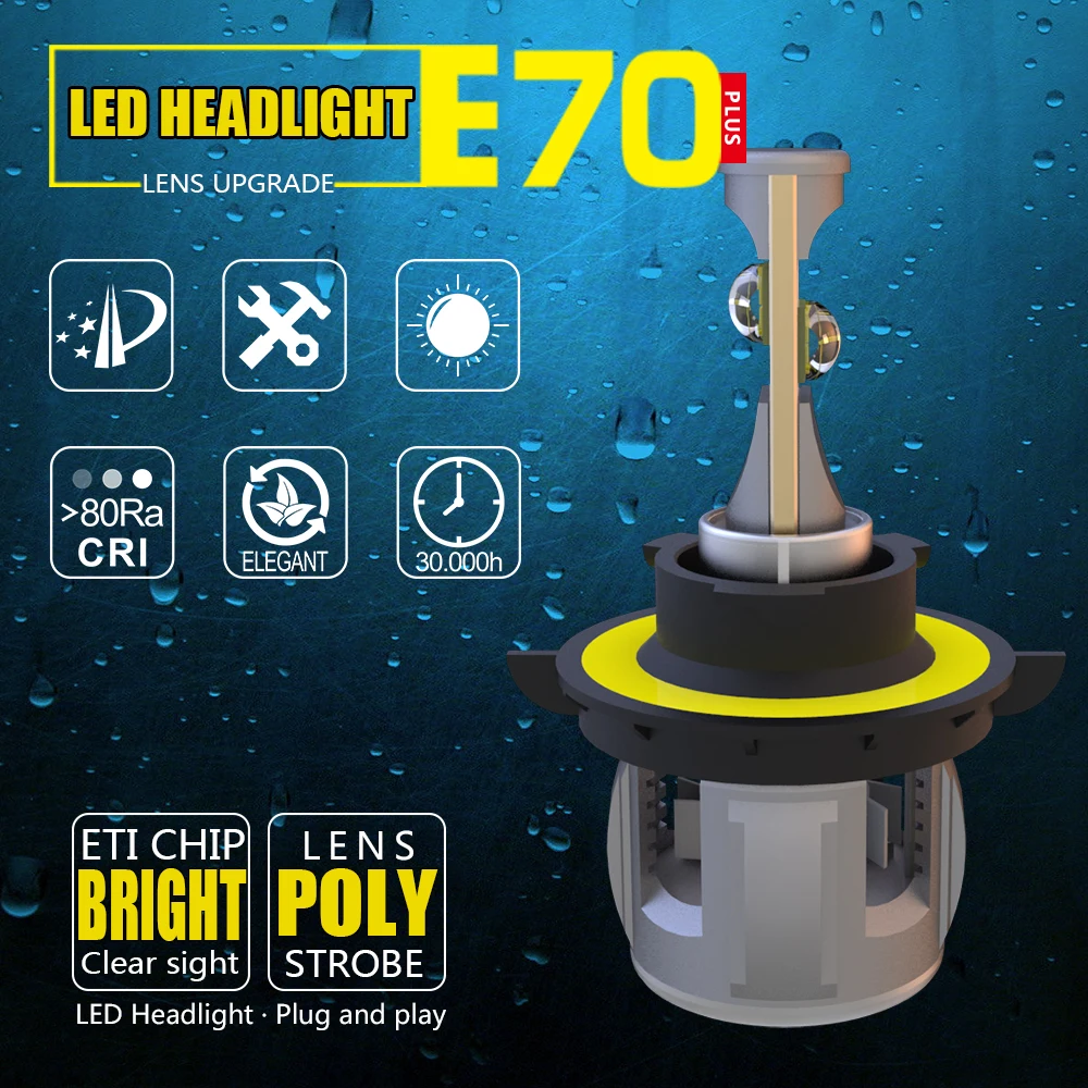 

2018 Super Bright JGAUT XP70 ETI Chips H13 Car LED Headlight Bulbs Hi-Lo Beam 50W 8000LM 6000K 12V KIT Front Bulb Automobiles