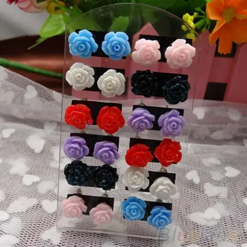 12 Pairs Rose Flower Stud Earring Mixed Color Whole Lot 12 Pairs Rose Flower Stud Earring Mixed Color Whole Lot Nickel Free 1gvg In Earrings From Jewelry Accessories On Aliexpress Alibaba
