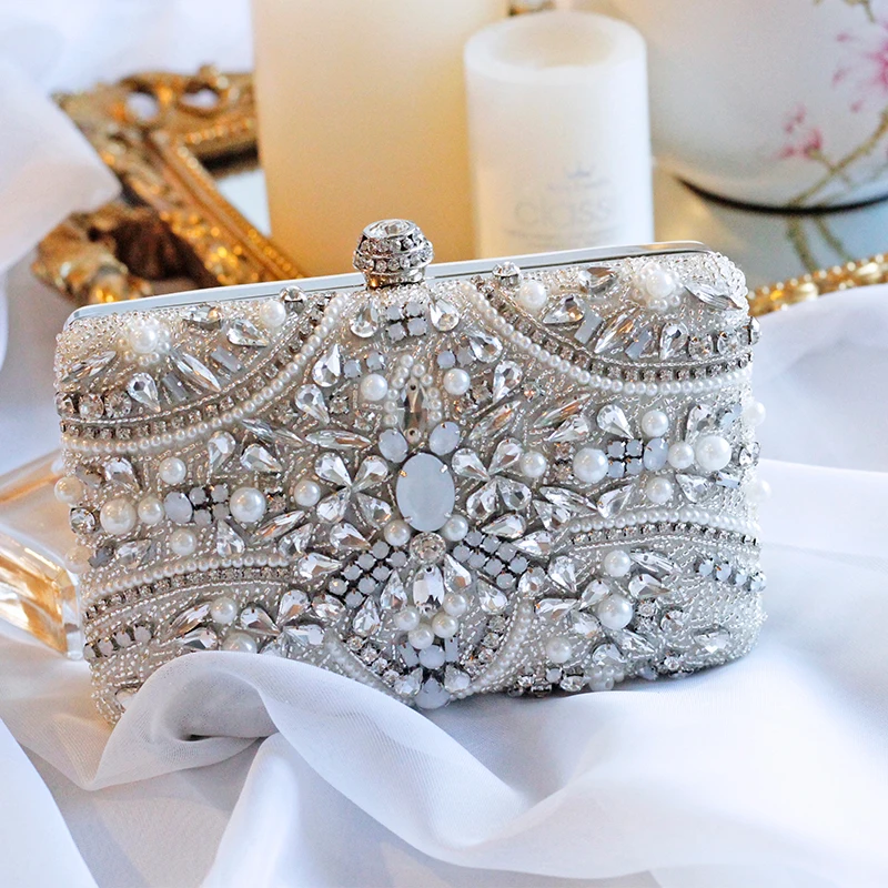 

manual nail bead chain Crossbody Bag bag glass diamond diamond drill party female hand bag bag