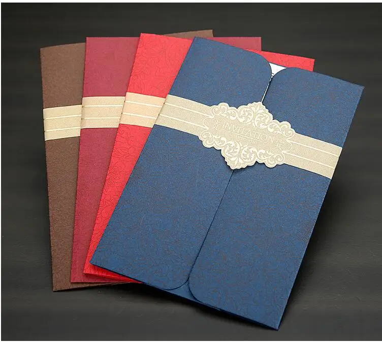 Wedding Invitation Denim With White Daisy And Plaid Country Elegant Damask Teal Red Gold Wedding Invite