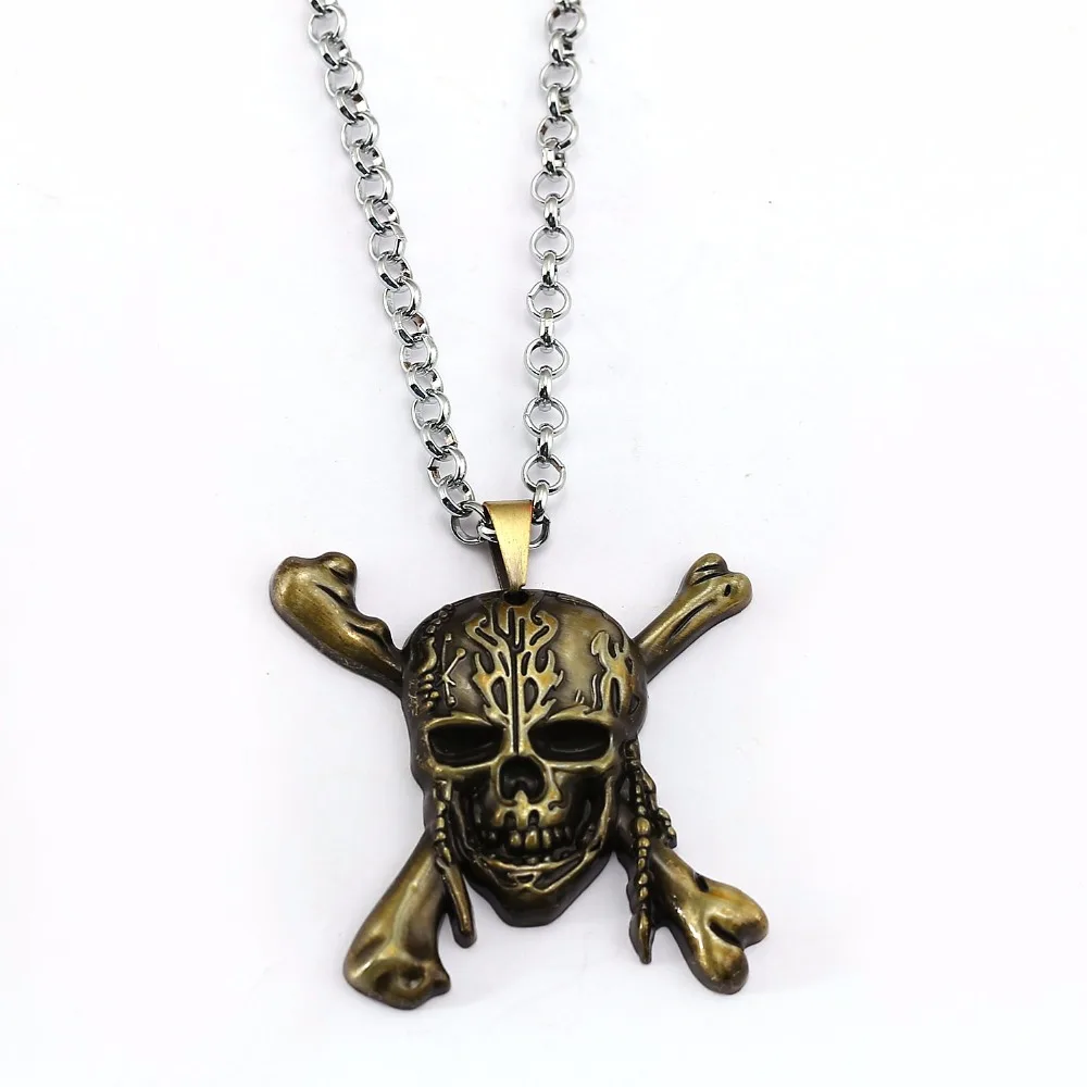 Collier Pendentif Pirates des Caraïbes crâne capitaine Jack Sparrow bijoux nouveau
