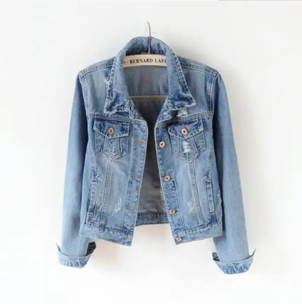 

Plus Size 6XL Ripped Jean Jacket Women Denim Coat Boyfriend Streetwear Harajuku Vintage Autumn Basic Outerwear