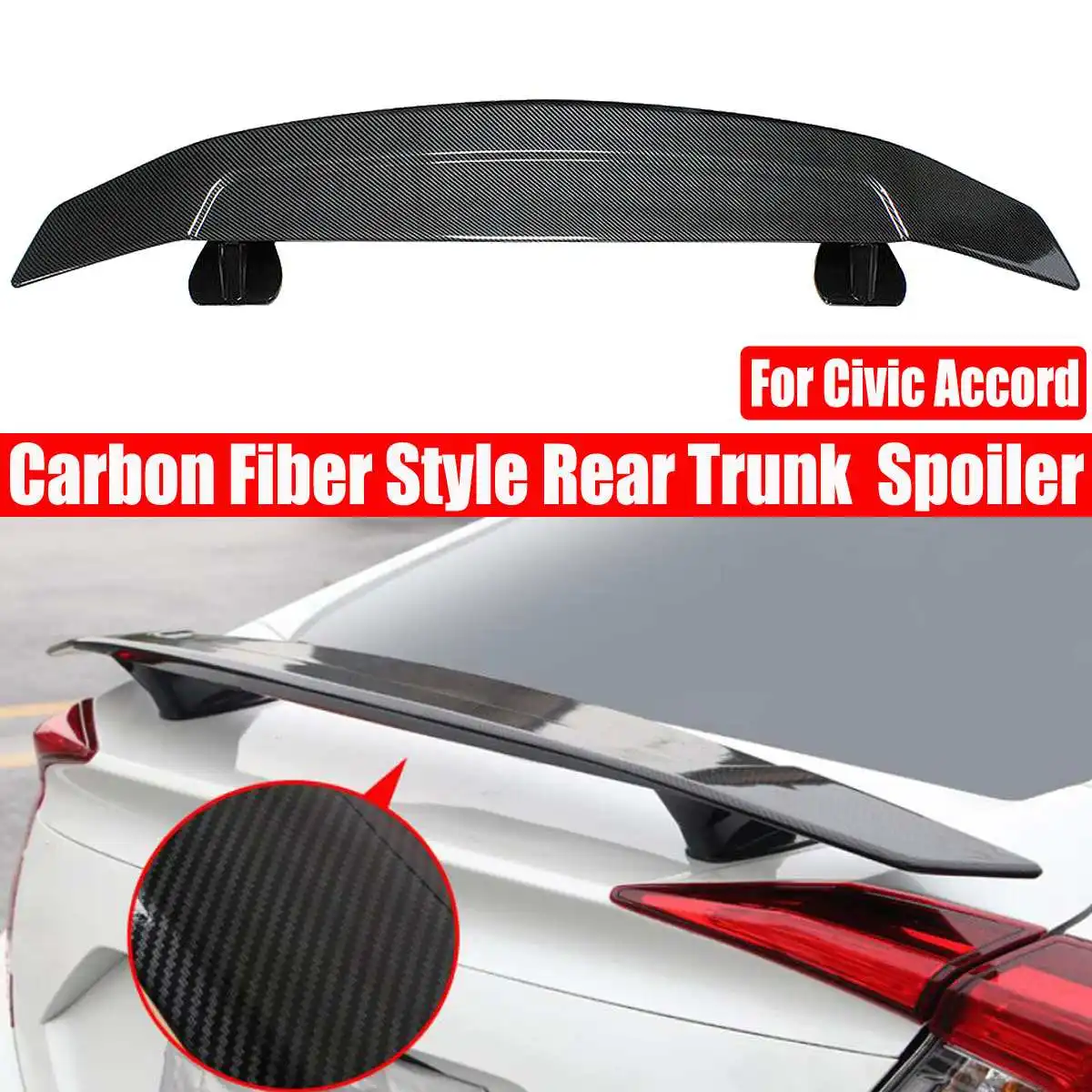 

Universal ABS Carbon Fiber Pattern Rear Spoiler Rear Trunk Lip Wing Car Accessories For HONDA for CIVIC 16-19 for Benz Sedan Car