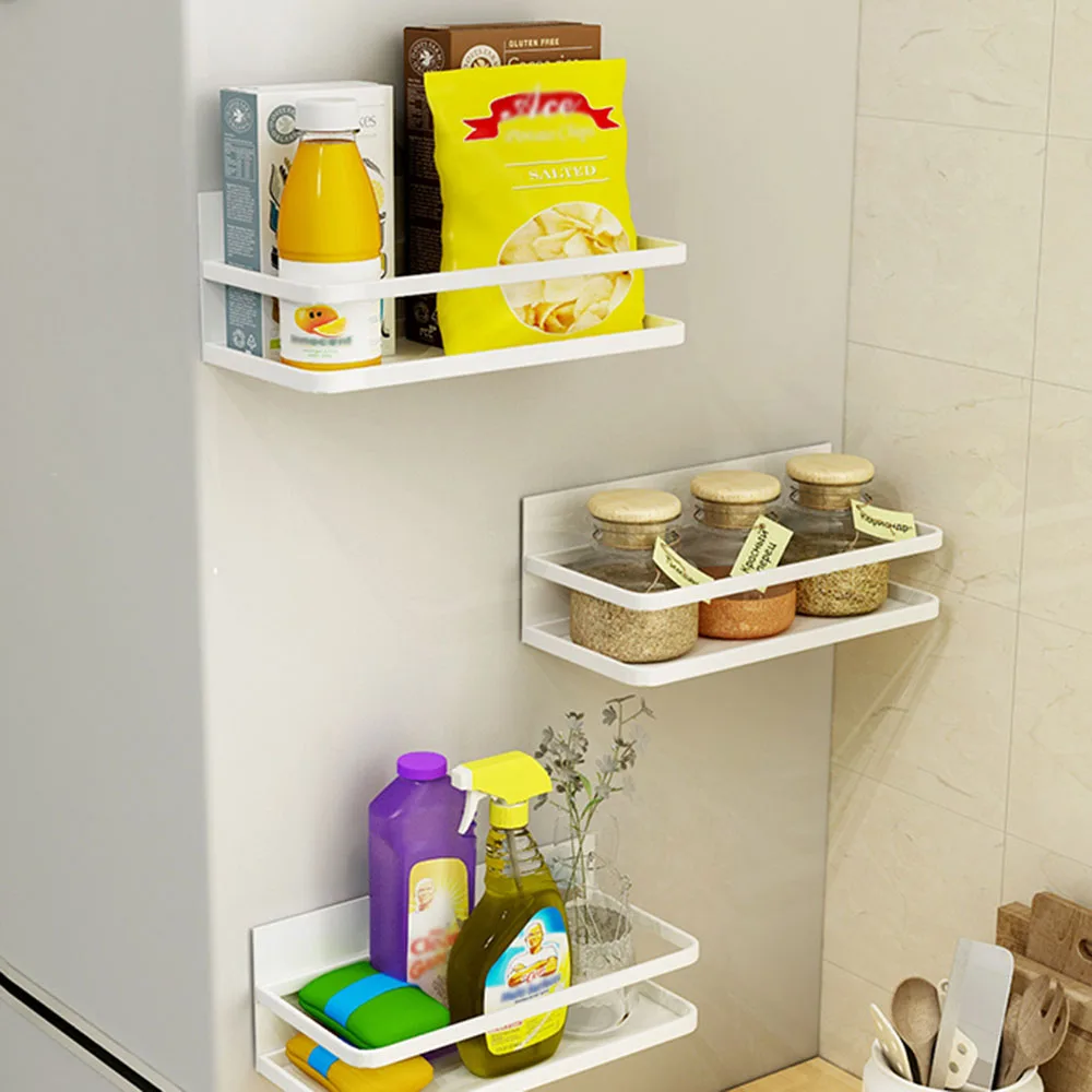 

Refrigerator Rack Side Shelf Iron Fridge Rack Storage Spice Rack Single Tier Storage Hanger Magnetic Cabinet Door Mount Holder