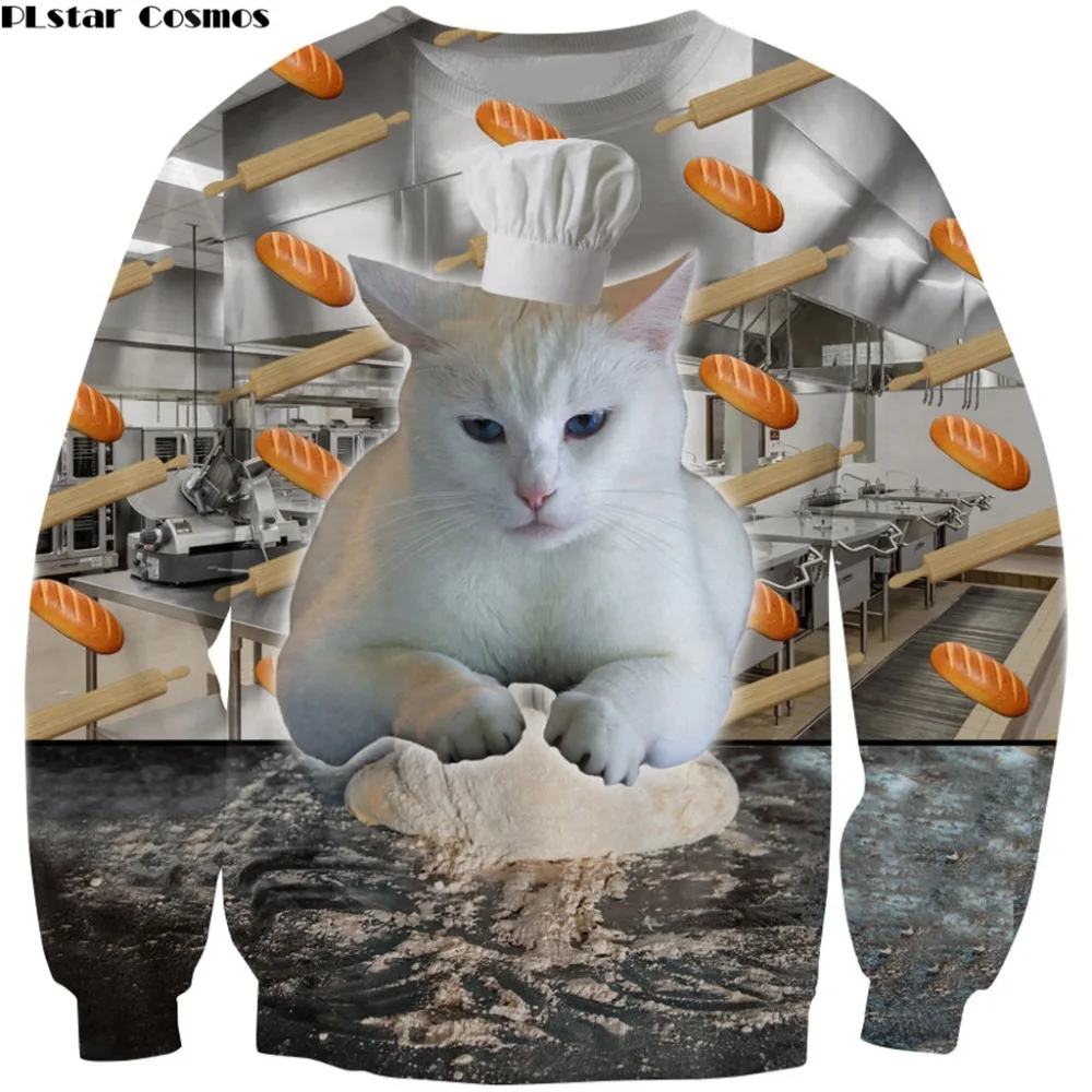 PLstar Cosmos Drop shipping 2018 New Fashion Men Sweatshirt Funny animals Cat Baking Bread Print 3d Unisex Casual pullovers PLstar Cosmos Drop shipping 2018 New Fashion Men Sweatshirt Funny animals Cat Baking Bread Print 3d Unisex Casual pullovers