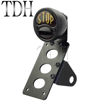 

Motorcycle Retro Tail Brake Light STOP 3/4" Axles Side Mount Number Plates Bracket License Plate Holder For Harley Cafe Racer