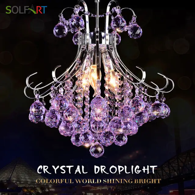 Us 75 99 50 Off Lamps Modern Purple Crystal Hanging Chandeliers And Pendants For Room Dining Home Table Chandelier Ceiling Kitchen Loft In Pendant