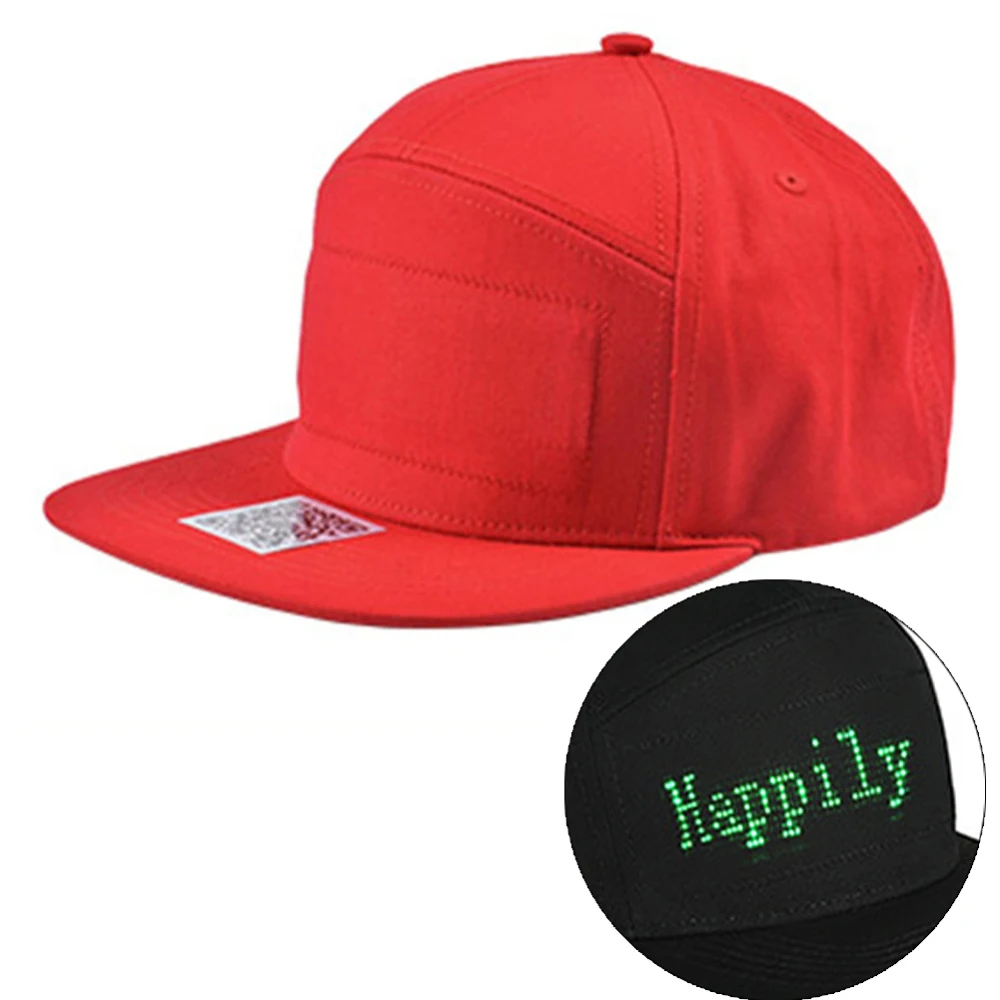 

Red/Black Creative Mobile App Operation Led Lights Bluetooth Hip Hop Hat For Party Riding For Men Women Advert Hat