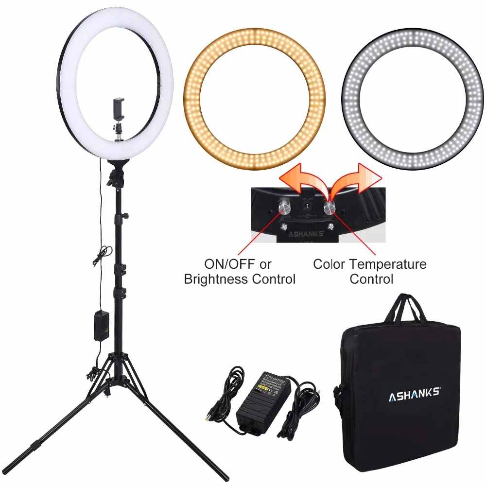  18inch Beauty Ring light with Stand Photography 55W LED Circular Selfie Lamp Bulb with Bag for Phot - 32959997706