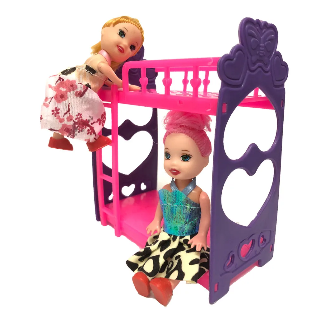 NK One Set Doll Accessories Super Cute Platic Bunk Bed Play House Toys Mini Doll House For Barbie Doll Kelly Doll Baby Toys DZ NK One Set Doll Accessories Super Cute Platic Bunk Bed Play House Toys Mini Doll House For Barbie Doll Kelly Doll Baby Toys DZ