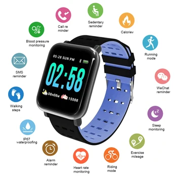 

M20 Smart Watch Heart Rate Blood Pressure Monitor fitness Tracker Mobile Smart Bracelet Men And Women Blue