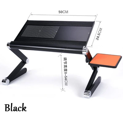 Портативный мини-магический компьютерный стол с мышкой, креативный сменный столик для ноутбука, для дивана/кровати/путешествий на открытом воздухе, алюминиевый сплав - Цвет: Black