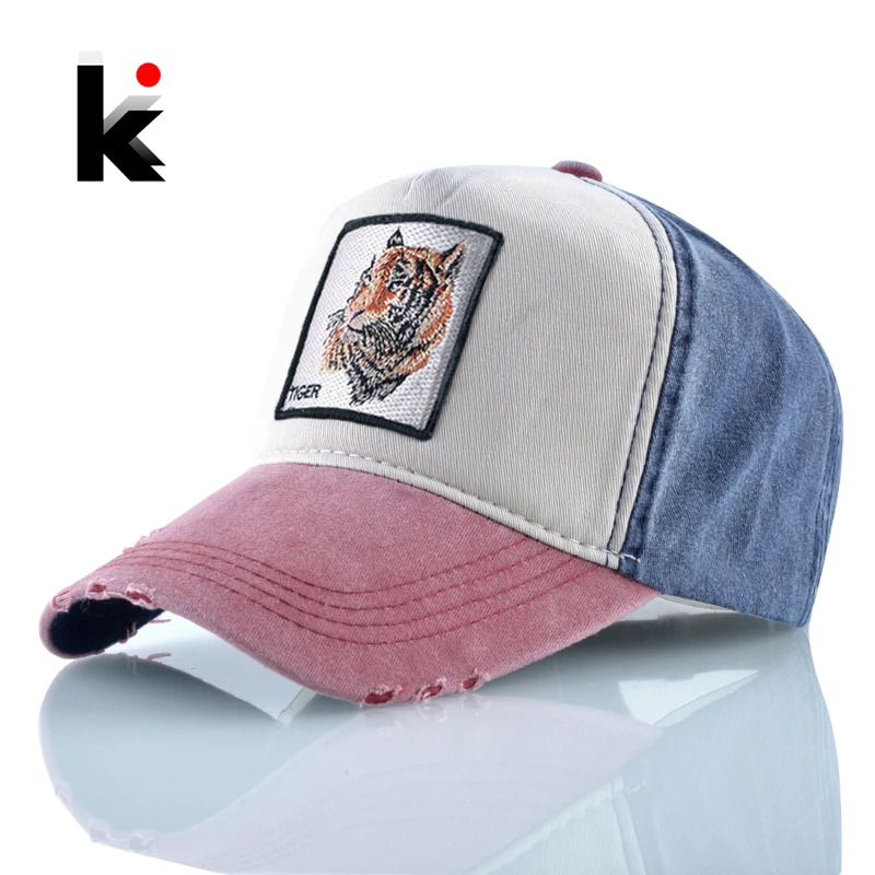

100% Cotton Baseball Caps Embroidery Tiger Dad Hat Men Women Spring Summer Outdoor Breathable Bone Fashion Unisex Animal Hats