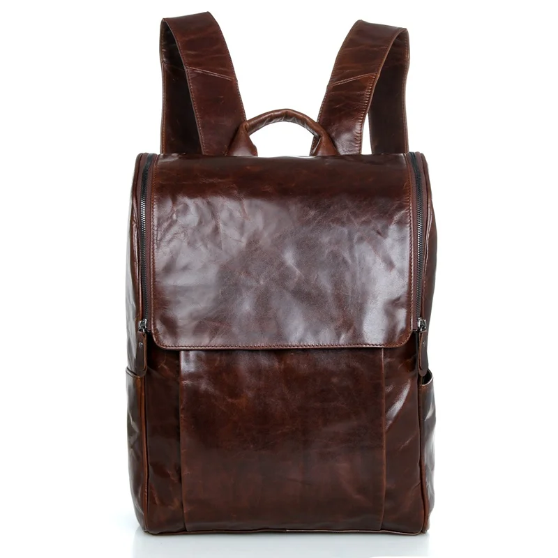 grey Für Black Schule Laptop Echtem 100 Einfache Rucksack Jmd Leder coffee YwfOvxTq