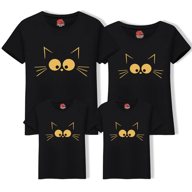 

1Piece Matching Mother Daughter Clothes Cute Cat Print Family Look Family Matching Parent-child Outfit Ma e Filha Mommy T-shirts