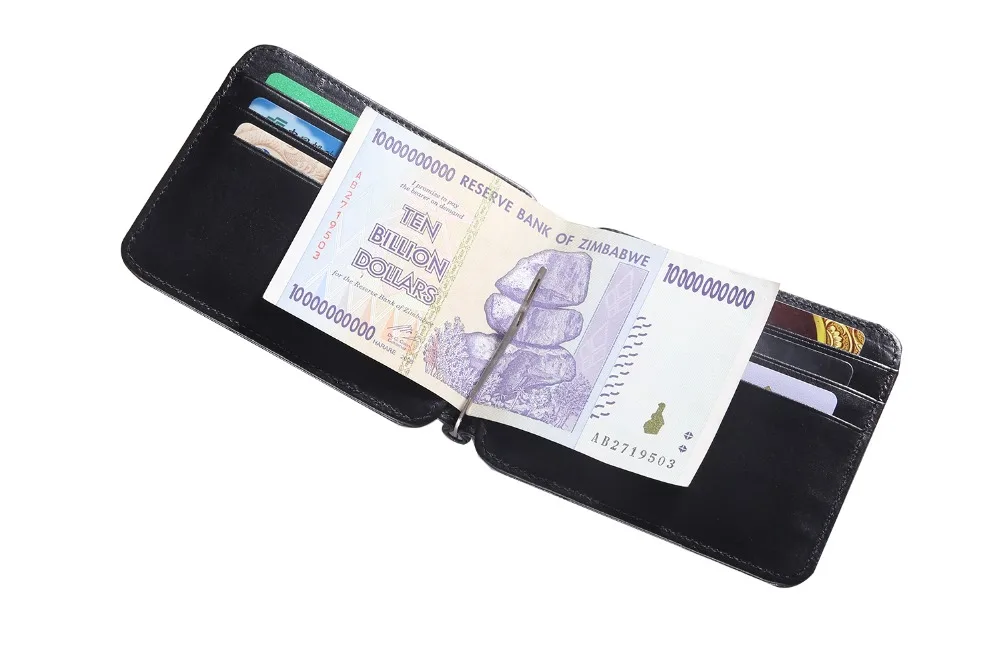 RFID Блокировка кожаный зажим для денег металлический кошелек мужской тонкий складной зажим для денег кредитные Зажимы для денег