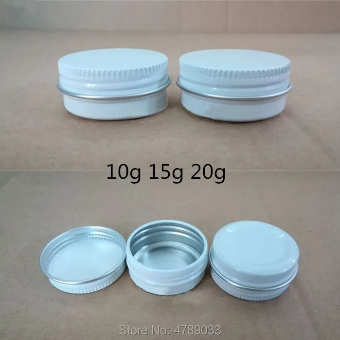 

30/50pcs 10g 15g 20g White Empty Aluminum Jars Refillable Cosmetic Bottle Ointment Cream Sample Packaging Containers Screw Cap