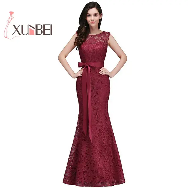 Robe De Fille D Honneur Mermaid Burgundy Lace Bridesmaid Dresses Robe De Fille D Honneur Mermaid Burgundy Lace Bridesmaid Dresses 2017 Y Back Prom Dress